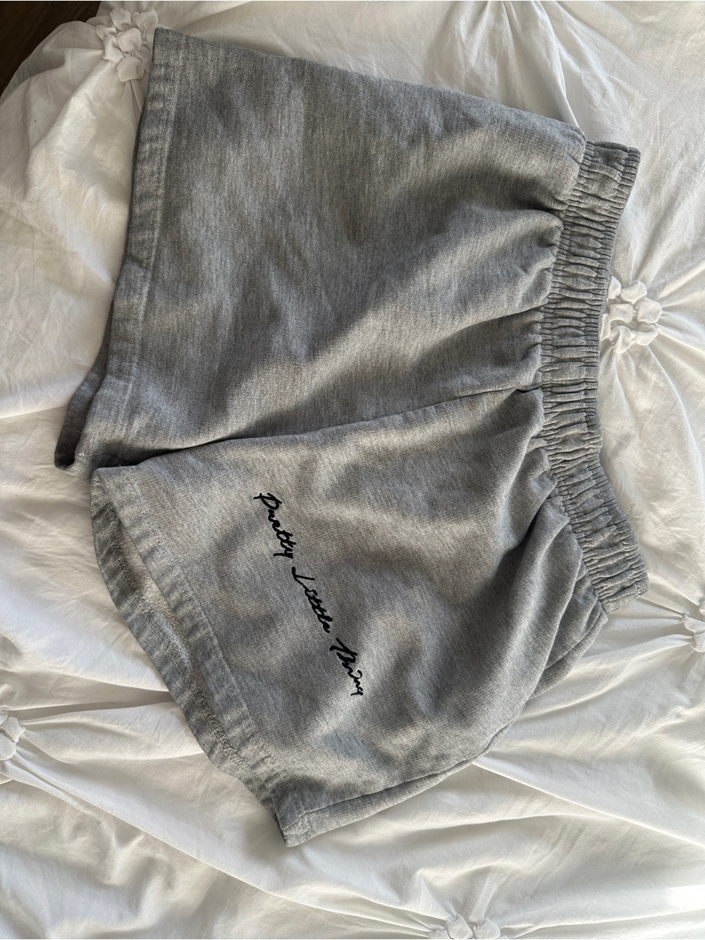 PrettyLittleThing Grey Elastic Waist Script Logo Shorts